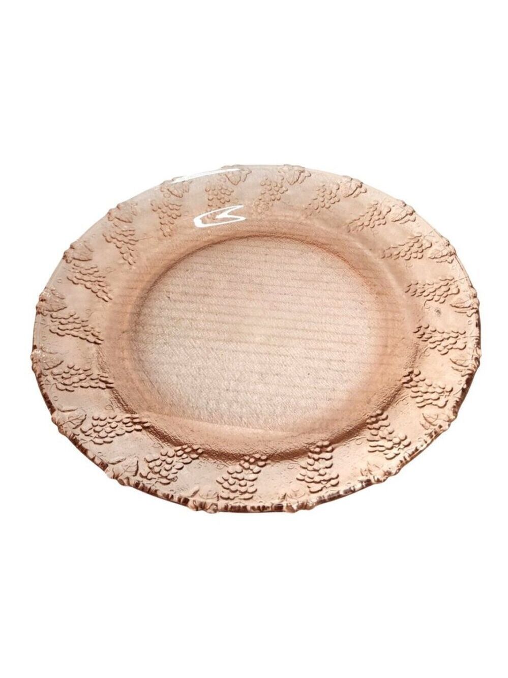 KIG Indonesia, Depression Pink Glass Dinner Plate, Harvest Grape 10 inch